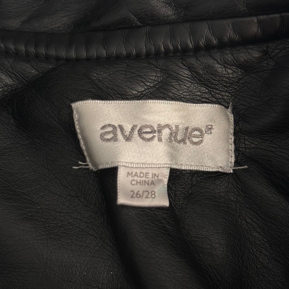 Avenue Womens 26/28 Faux Leather Moto Jacket Black Quilted Zip Biker Core Chic - Picture 4 of 7